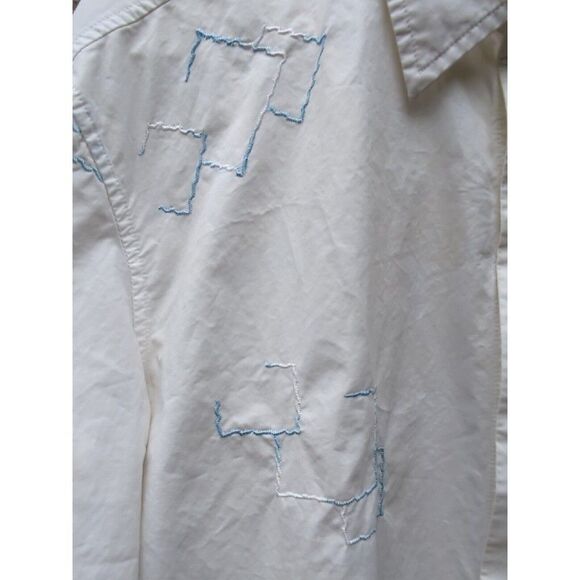 Pavi Italy Men's Shirt LG White Blue Embroidered Button up Embroidered Shirt - Picture 12 of 15